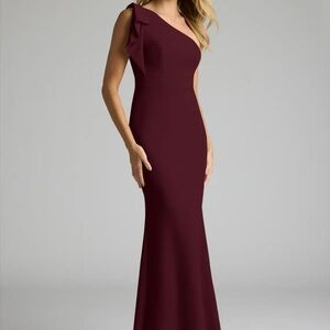 Azazie One-Shoulder Burgundy Maxi Dress